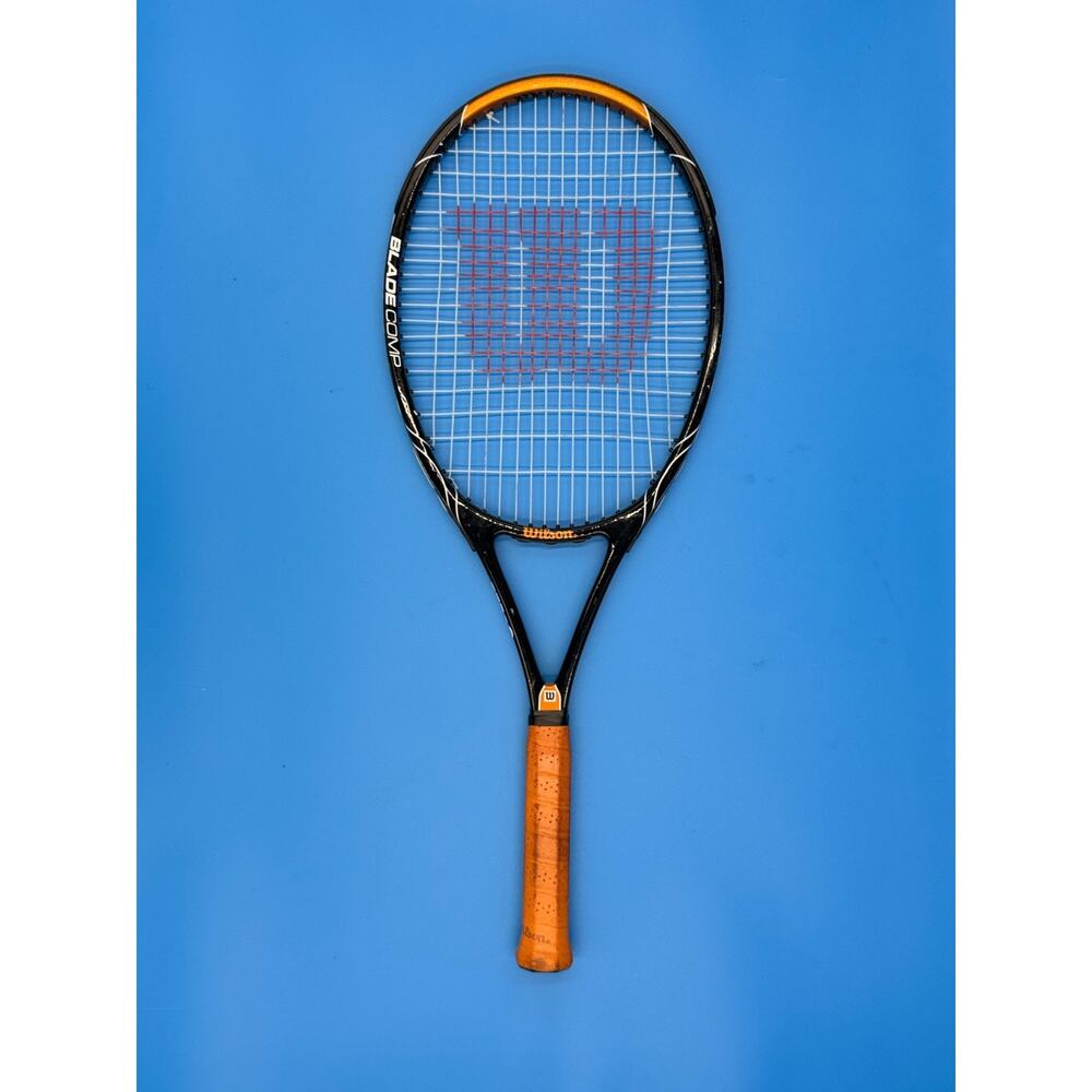 Wilson Blade Comp Tennis Racket 4 1/4 L2 Grip Constant Beam Black Orange Strung